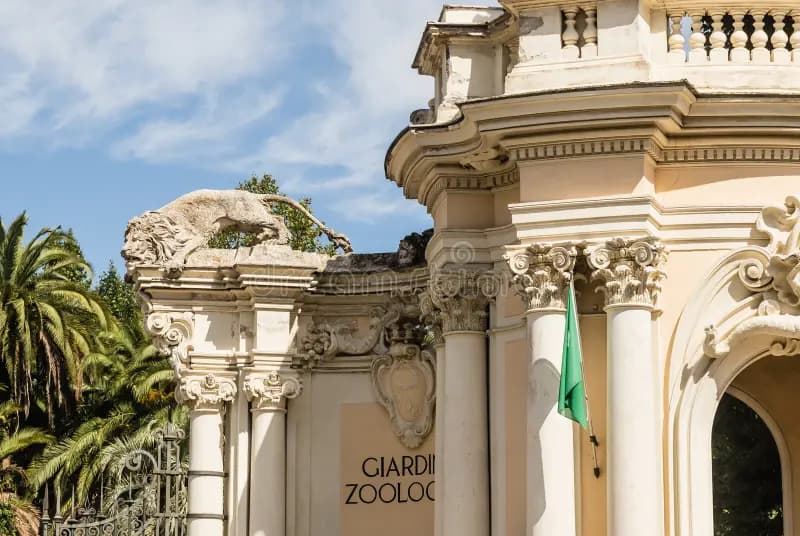 Original early 1900s Art Nouveau animal enclosure entrance at the Bioparco in Villa Borghese