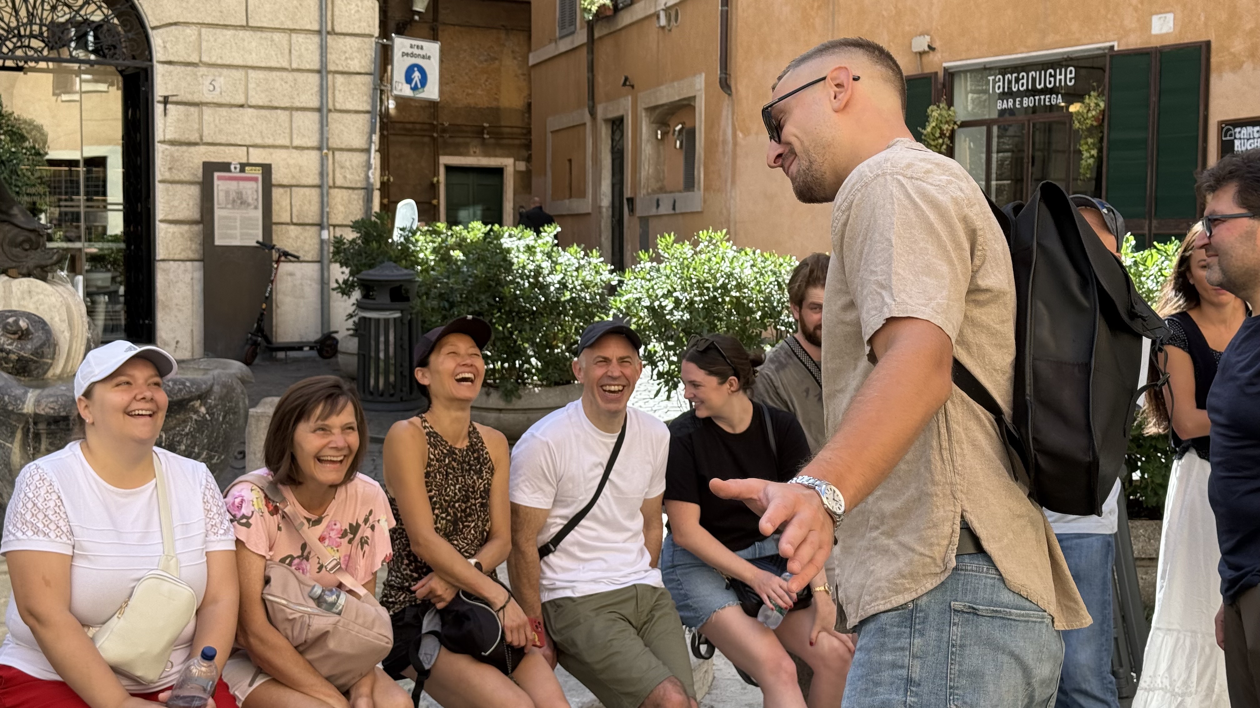 Private walking tour group exploring historic Rome with professional guide